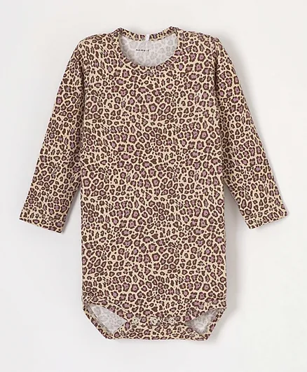 Name It Leopard Bodysuit - Oatmeal