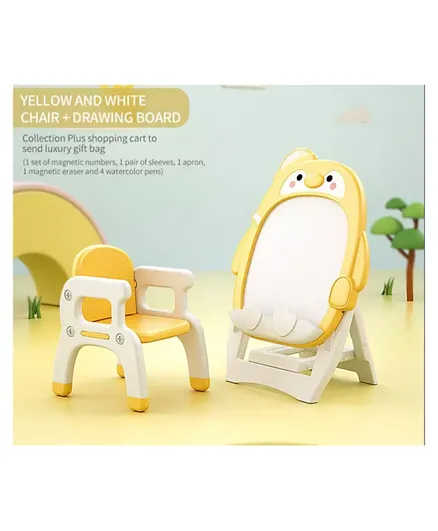 Megastar My Penguin Convertible 2 in 1 Table Chair Cum Drawing & Activity Board - Yellow