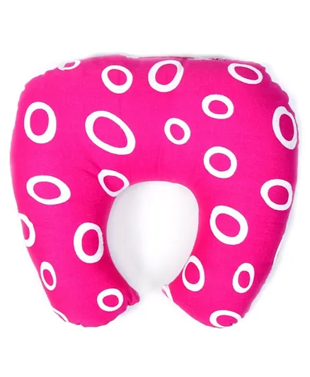 Babyhug U-Shaped Baby Pillow with Neck Support Circle Print - Pink