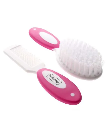 Babyhug Easy Grip Hair Brush and Comb Set - Pink