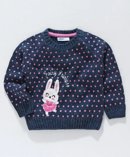 Babyoye Full Sleeves Sweater Bunny Embroidery - Navy Blue