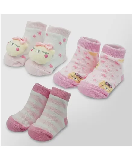 Smart Baby Girls Socks Set Pink - Pack of 3 Pairs