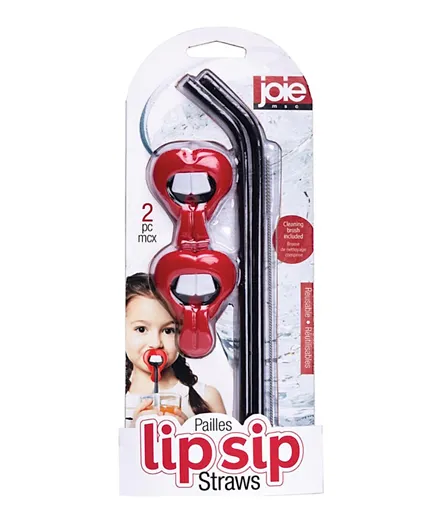 Joie Lip Sip Straws - Red and Silver