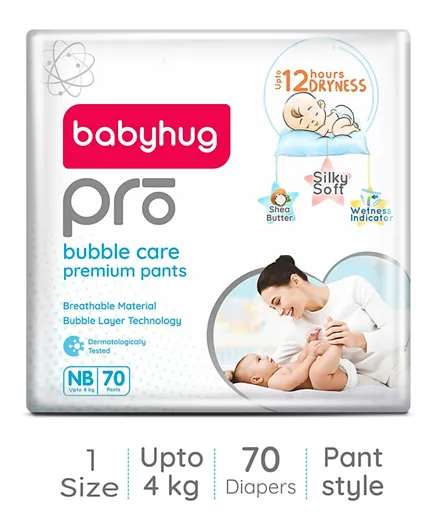 Babyhug Pro Bubble Care Pant Style Diapers New Born - 70 Pieces