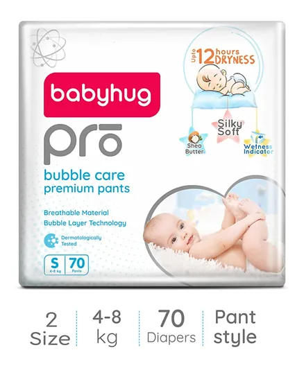 Babyhug Pro Bubble Care Pant Style Diapers Small - 70 Pieces
