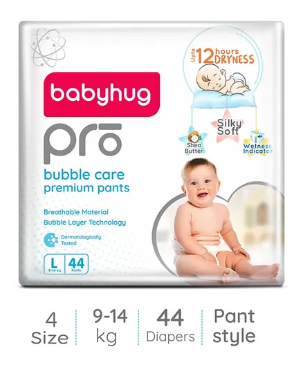 Babyhug Pro Bubble Care Pant Style Diapers Large - 44 Pieces