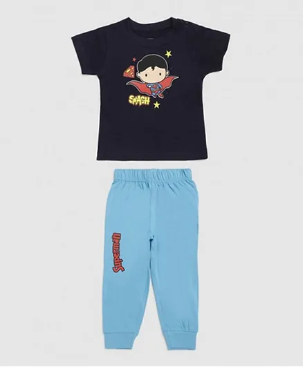 Zarafa Superman Graphic T-Shirt & Joggers Set - Navy