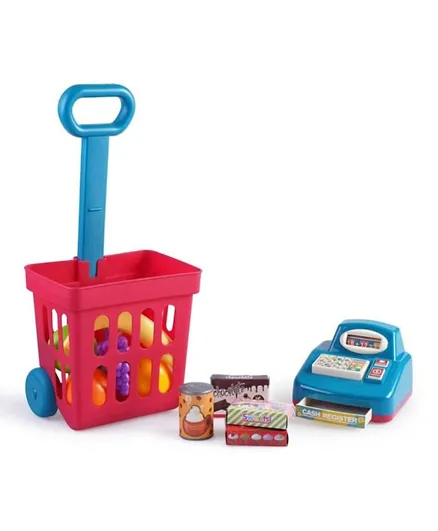 PAN Home Joy Shopping Cart With Cash Register Playset Red - 13 Pieces