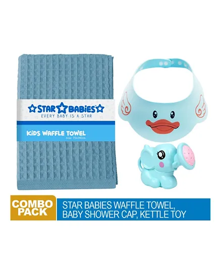 Star Babies Baby Towel, Shower Cap and Kettle Toy - Pack of 3