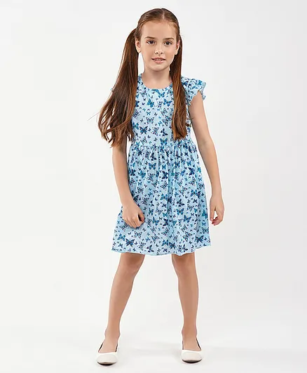 Birthday Girl Sleeveless One Piece Dresses - Blue