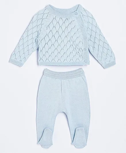 ToffyHouse Full Sleeves Top and Bottomwear/Co-ord Set - Sky Blue