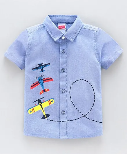 Babyhug  Half Sleeves Shirt Aircraft Print - Blue