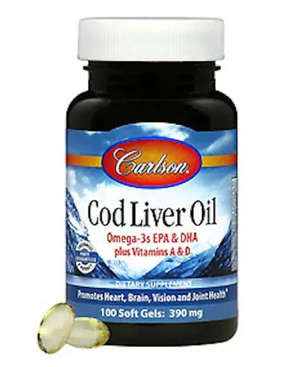 Carlson Norwegian Cod Liver Oil - 100 Softgels