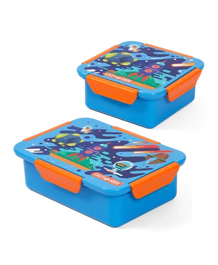 Eazy Kids Lunch Box Set Space Blue - 2 Pieces