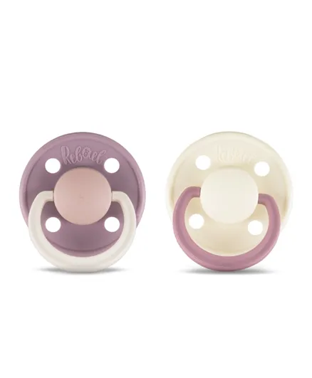 Rebael Fashion Natural Rubber Round 2 Pacifiers - Misty Soft Mouse/Frosty Pearly Rhino