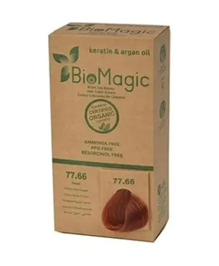 BIOMAGIC Hair Color Cream With Keratin & Argan Oil 77/66 Medium Deep Copper - 60mL