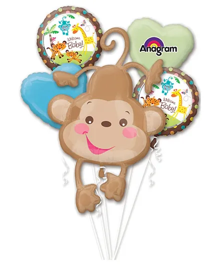 Party Centre Fisher-Price Baby Monkey Balloon Bouquet 5pcs