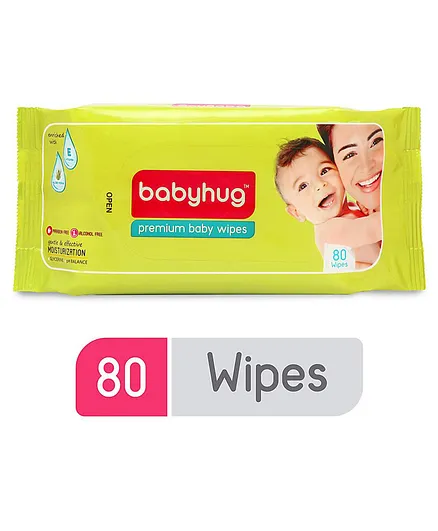 Babyhug Premium Baby Wipes 80ct - Ph Balanced with Glycerine & Aloe for Gentle Cleansing and Moisturizing