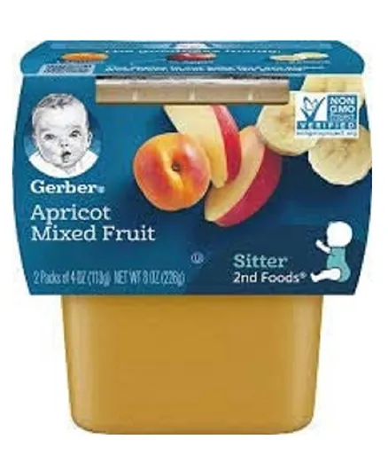 Gerber 2Nd Foods Apricot Mixed Fruit Puree MP8 Pack of 2 - 113g