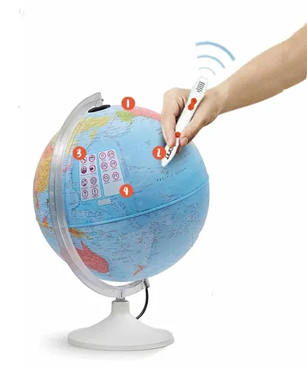 TECHNODIDATTICA Parlamondo Interactive Talking Globe - Illuminated LED, Revolving, Educational with Multilingual Pen for Ages 5 Years+