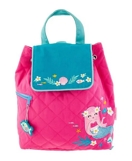 Stephen Joseph Mermaid Quilted Backpack Pink/Green - 13.5 Inches