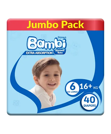 Sanita Bambi  Baby Diapers Jumbo Pack XXL Size 6 - 40 Pieces