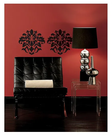 RoomMates Black Damask Peel & Stick Wall Decals, Removable 45x101cm, Stylish Home Decor, Pack of 16