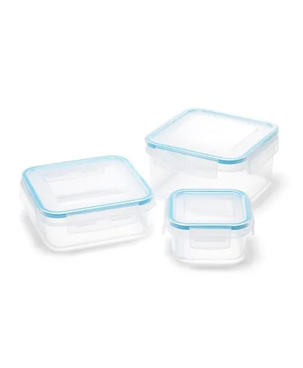 Addis Clip & Close Square Food Container Clear Set of 3