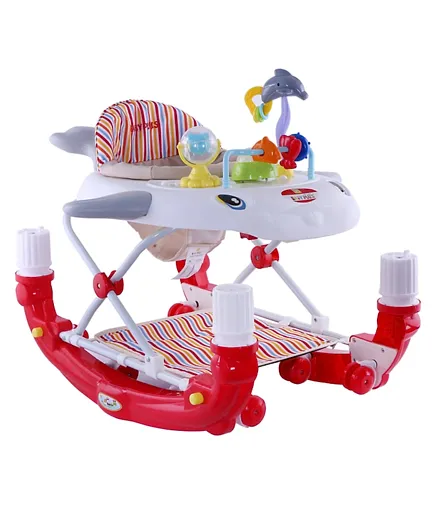 Baby Plus 2 in 1 Baby Walker and Rocker - White and Red