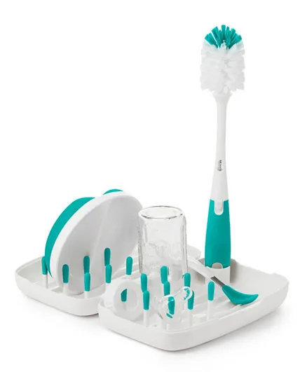 Oxo Tot On The Go Drying Rack With Bottle Brush - Teal