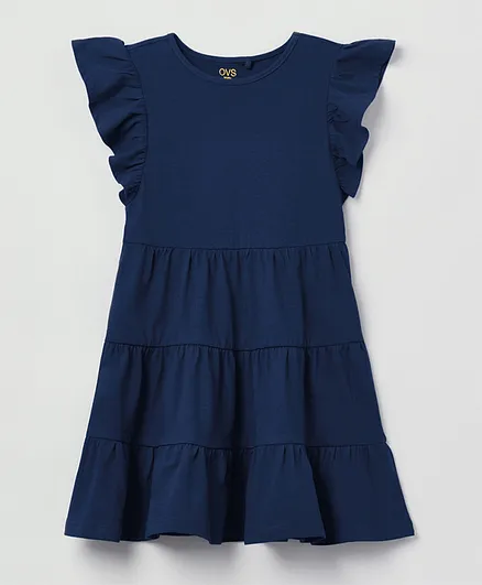 OVS Ruffled Crew Neck Dress - Blue
