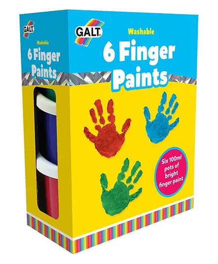 Galt Toys Washable Art Finger Paints Pack of 6 - 100ml each
