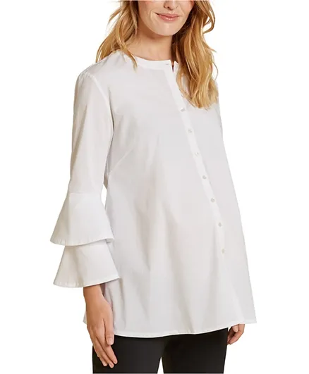 مامز آند بامبس - إيزابيلا أوليفر قميص الحمل بأكمام كاملة - أبيض