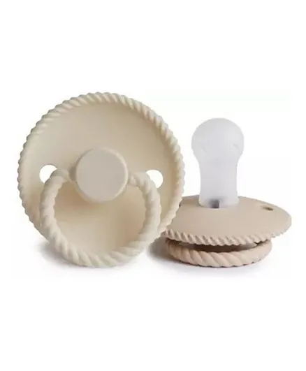 FRIGG Rope Silicone Baby Pacifier 2-Pack Cream/Croissant - Size 1