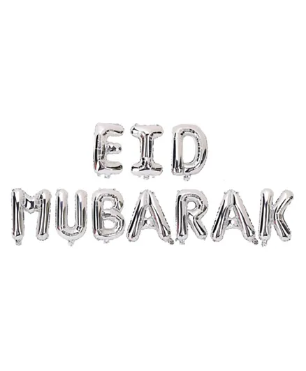 Eid Party Silver Eid Mubarak Foil Letter Balloons - Pack of 2