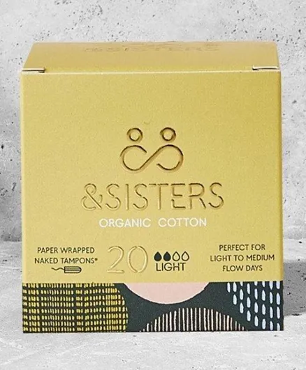 &Sisters Organic Cotton Naked Tampons | Light Absorbency - 20 Pieces