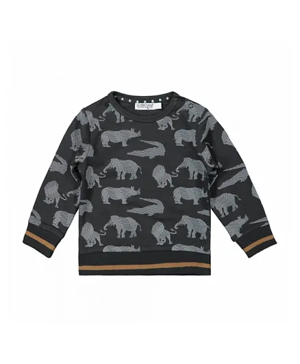 Dirkje Animal Printed Sweatshirt - Anthracite