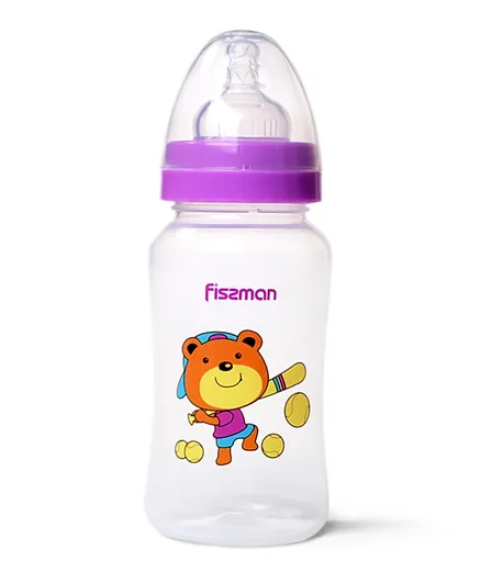 Fissman Plastic Baby Feeding Bottle With Wide Neck Purple - 300mL