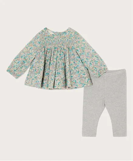 Monsoon Children Woven Ditsy Top and Pants Set - Multicolor