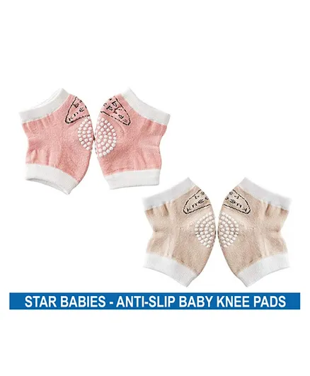 Star Babies Anti Slip Crawling Kneepads Peach Beige - Pack of 2