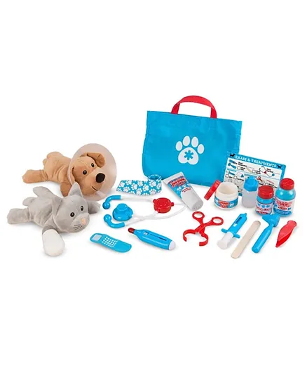 ميليسا & دوج - مجموعة ألعاب الطبيب البيطري للحيوانات الأليفة - 24 قطعة - أزرق