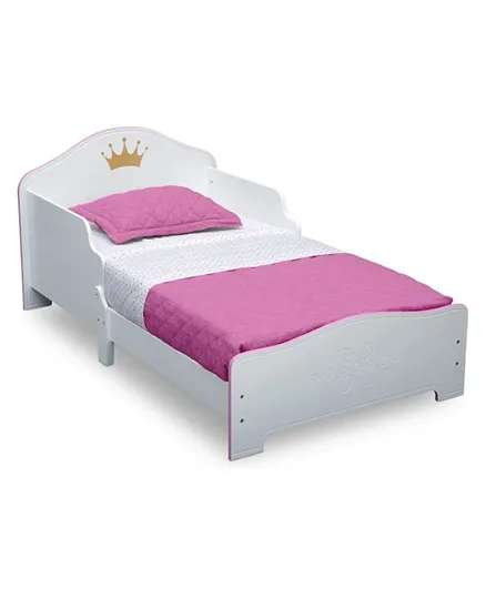Delta Children Princess Crown Wood Toddler Bed White and Pink -BB81404GN-1187