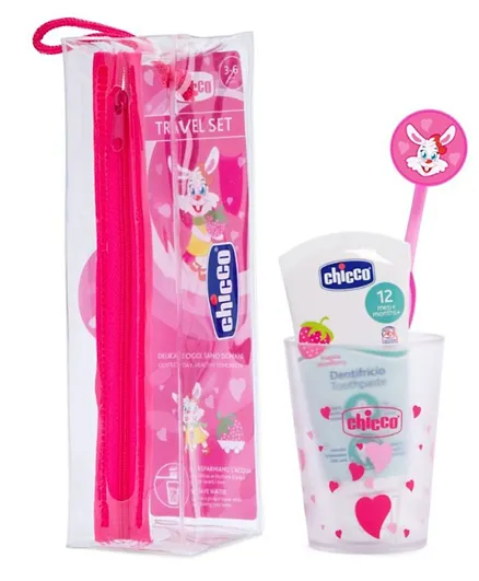 Chicco Oral Hygiene Set Travel Kit Girl - Pink