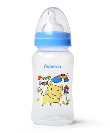 زجاجة رضاعة بلاستيكية للأطفال من فيسمان بعنق عريض - 300 مل