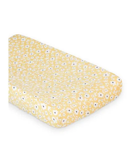 Lulujo Baby Muslin Change Pad Cover -Yellow Wildflowers