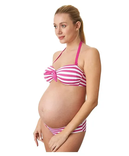 Mums & Bumps Pez D'or Rimini Pink Stripe Bikini Set Maternity Swimsuit - Pink