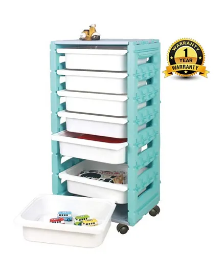 Ching Ching 7 Drawers Cabinet With Castor - Sky Blue