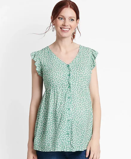 JoJo Maman Bebe Ditsy Maternity Blouse - Green