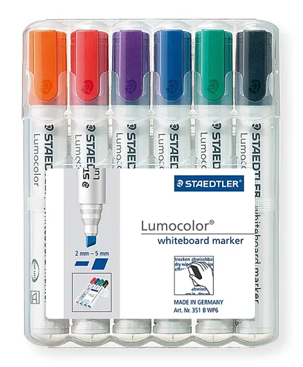 أقلام سبورة بيضاء من ستيدلر - 6 ألوان