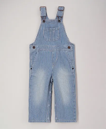 The Children's Place Striped Patch Pocket Dungaree - Blue